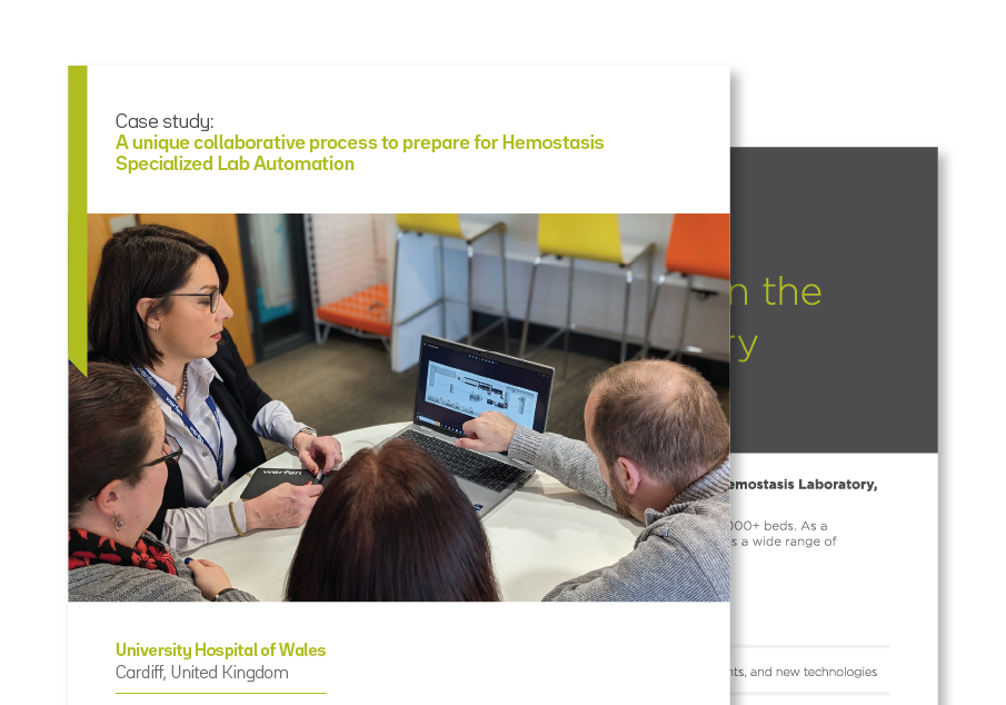 Photo of the cover page for the Werfen case study with University Hospital of Wales in Cardiff, United Kingdom Photo of the cover page for the Werfen case study with University Hospital of Wales in Cardiff, United Kingdom