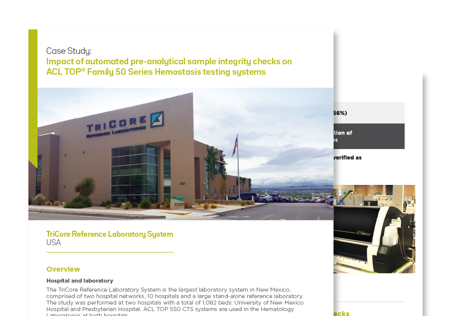 Image of the cover page for the Werfen case study with TriCore Reference Laboratory System Image of the cover page for the Werfen case study with TriCore Reference Laboratory System